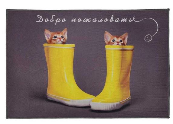 Коврик влаговпитывающий Velur 40х60см Котята в сапогах VORTEX 24406